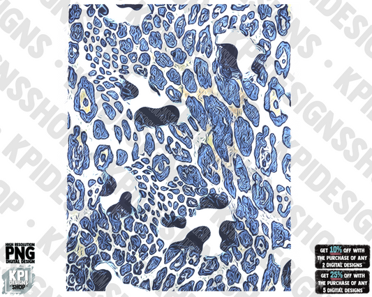 Blue and White Leopard/Cow Sleeve - Matches "Shoot It To Me George" - PNG - Digital Design