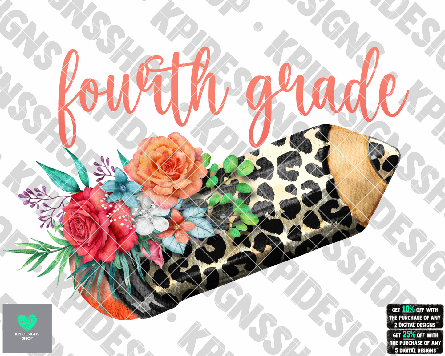 4th Grade Leopard Pencil - Aug2022 - PNG - Digital Design