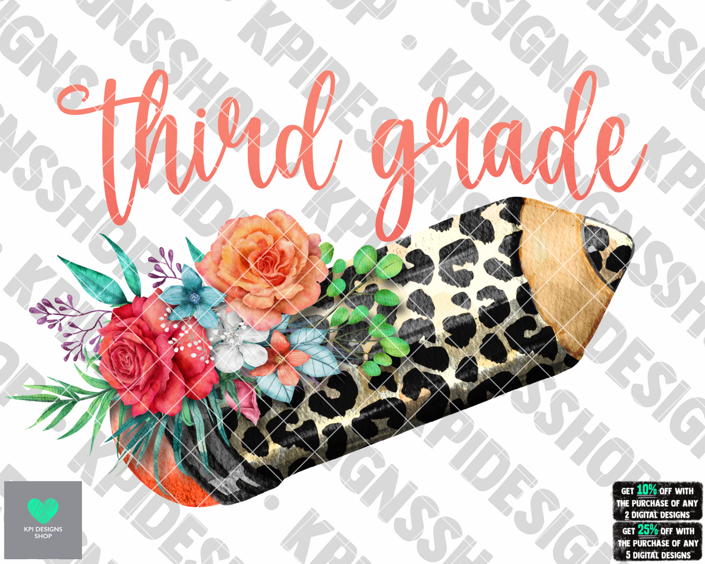 3rd Grade Leopard Pencil - Aug2022 - PNG - Digital Design