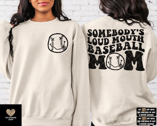 Somebody's Loud Mouth Baseball Mom (6-pack) - Feb2023 - PNG - Digital Design