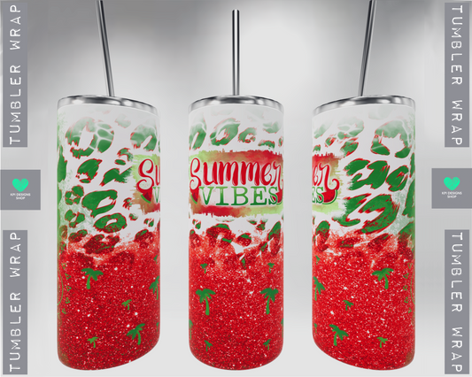 Tumbler Wrap: Summer Vibes (Watermelon) - PNG - Digital Design