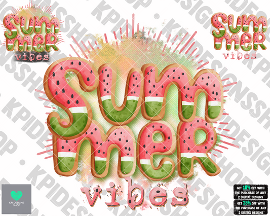 Summer Vibes (Cookie Letters) -3-pack - June2022 - PNG - Digital Design