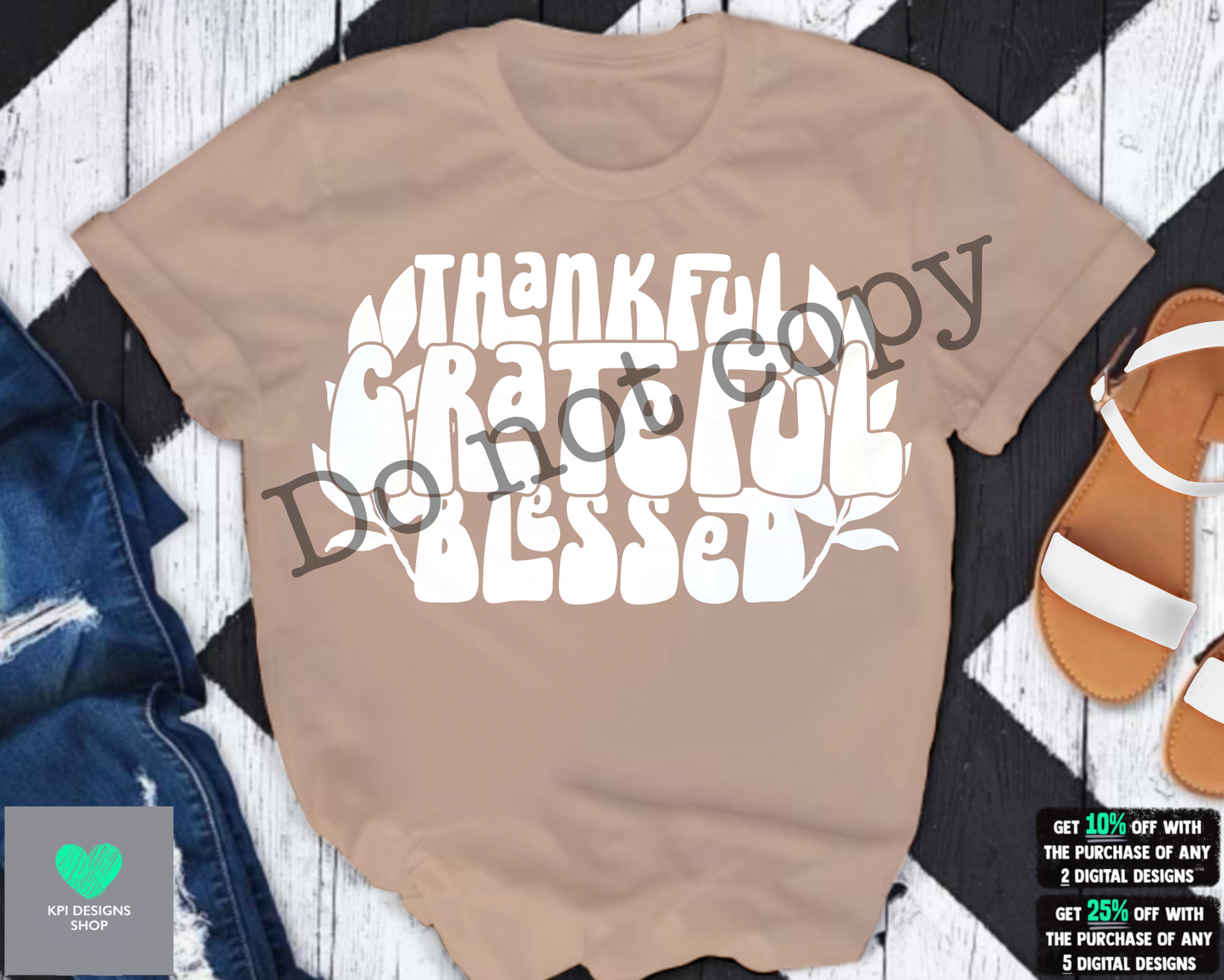 Thankful, Grateful, Blessed (4-pack) - Sept2022 - PNG - Digital Design