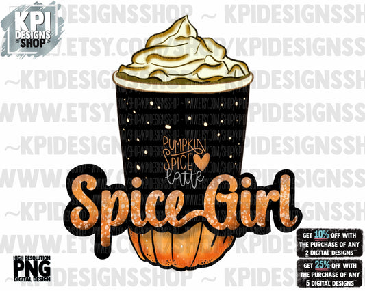 Spice Girl - Pumpkin Spice - Coffee - PNG - Digital Design