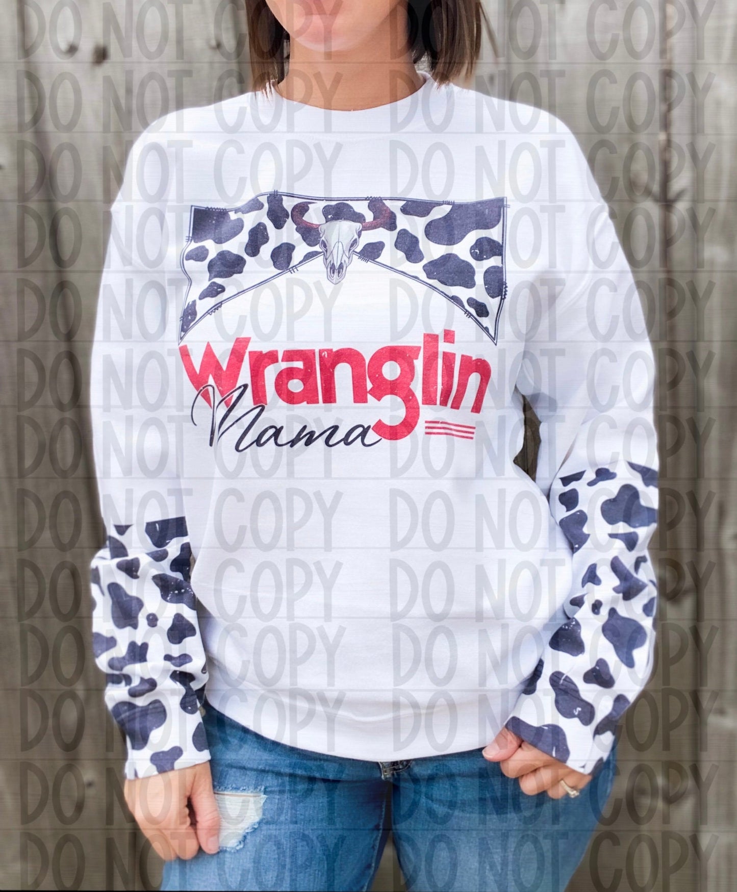Wranglin Mama & Matching Cow Print - PNG - Digital Design