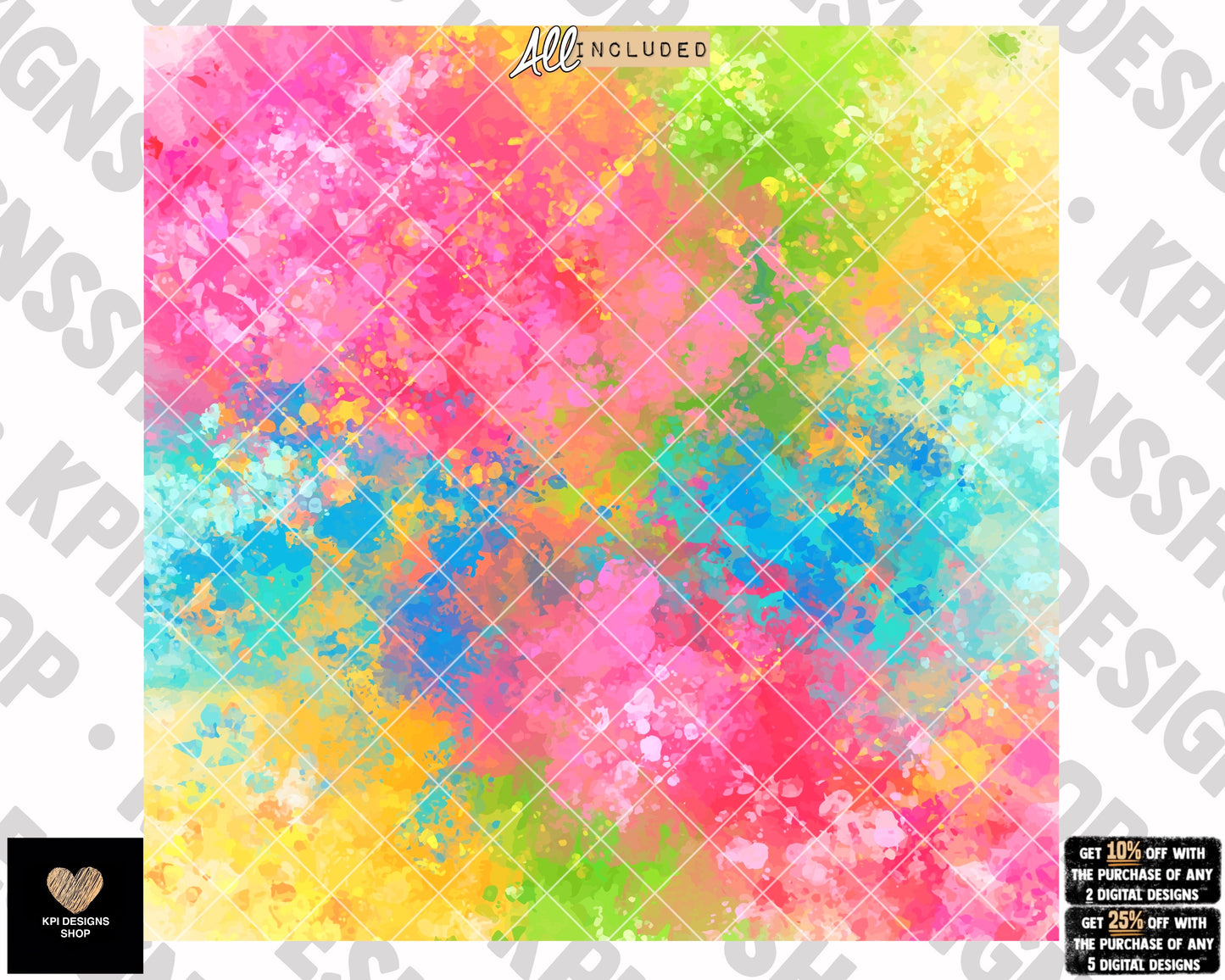 Vibrant Watercolor Sleeve- Mar2023 - PNG - Digital Design