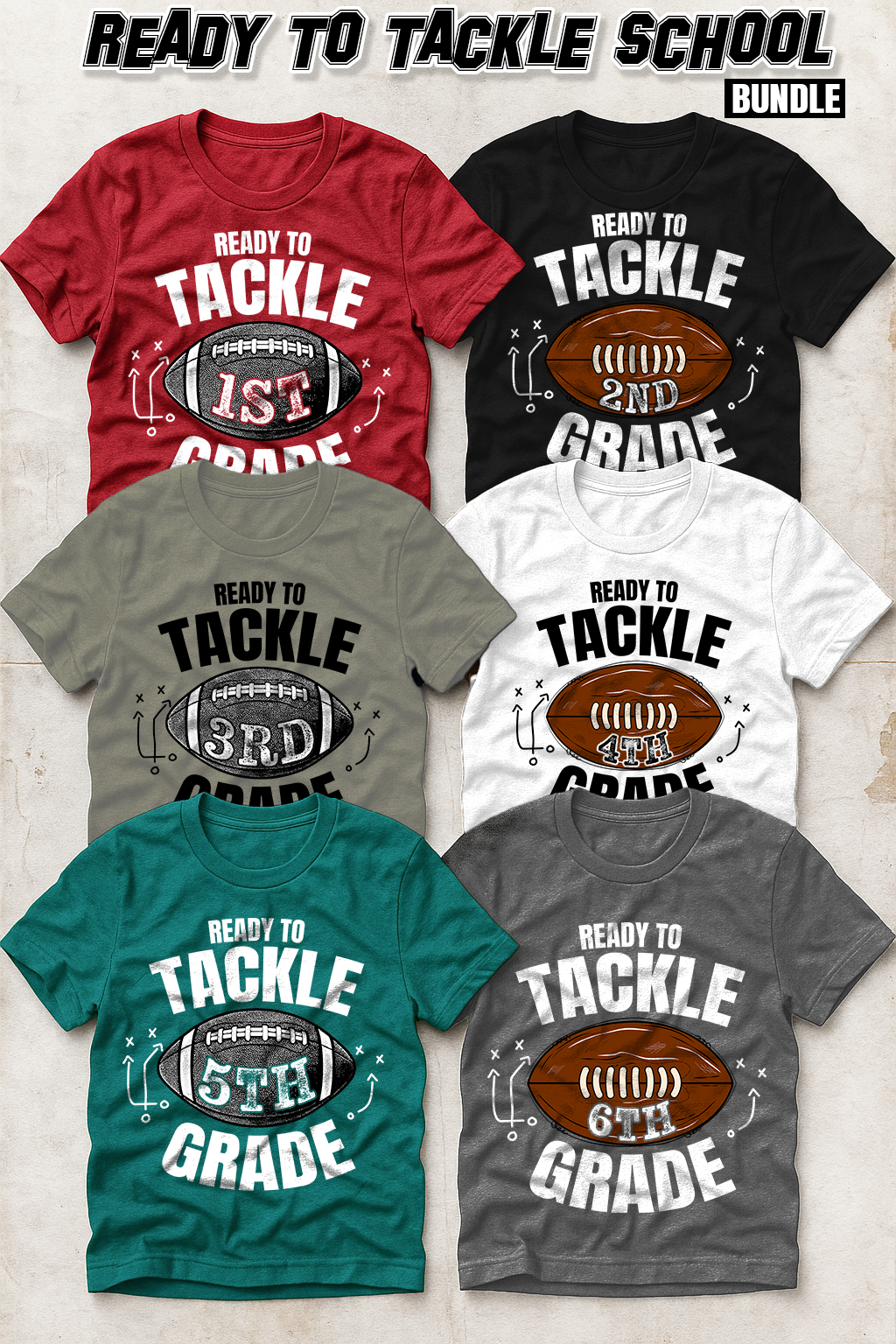 BUNDLE: Ready to Tackle School - Pre-K thru 6th (32 files)- July2025 - PNG - Digital Design