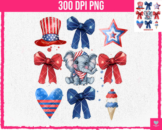 America/Elephant (2-pack) - PNG - Digital Designs