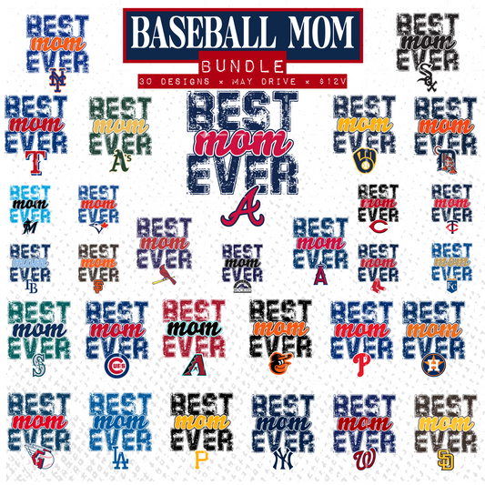 BUNDLE: Best Mom Ever (Baseball) - 30 Files - May2025 - PNG - Digital Design (Personal Use Recommended)