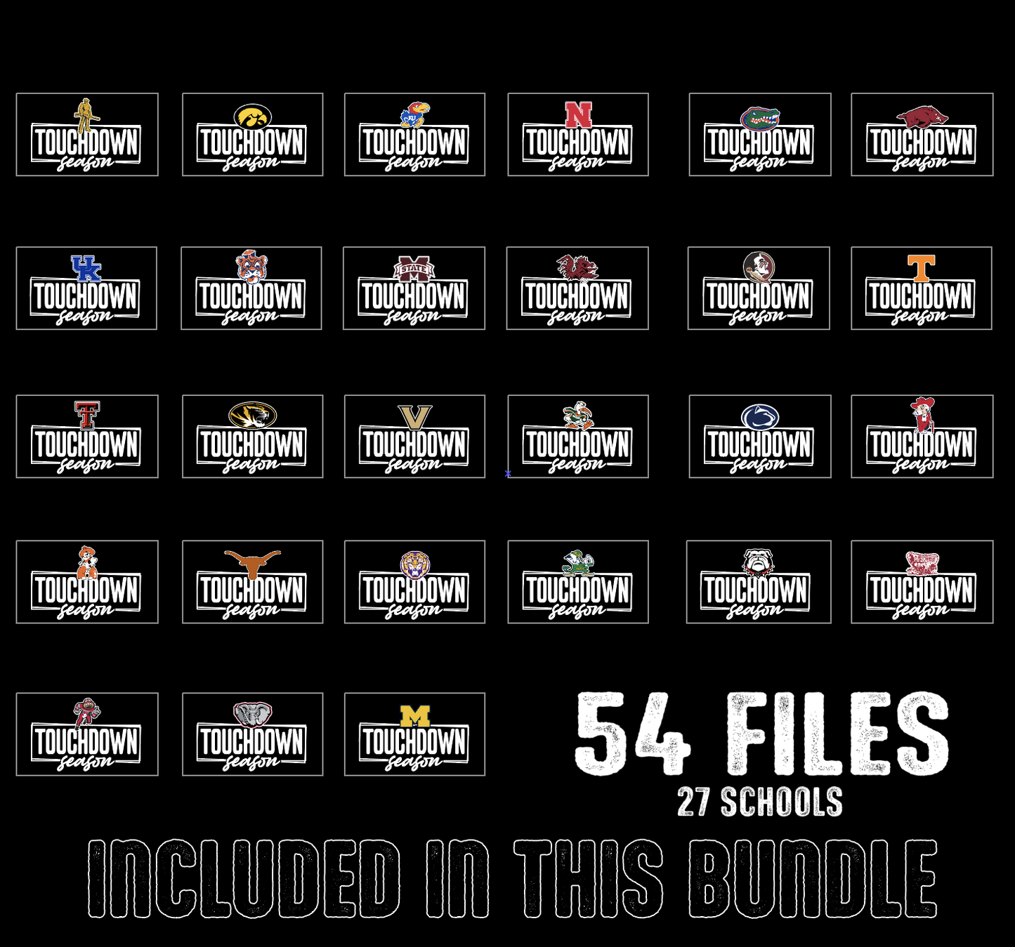 BUNDLE: College Football Touchdown Season - (54 Files) - September2025 - PNG - Digital Design (Personal Use Recommended)