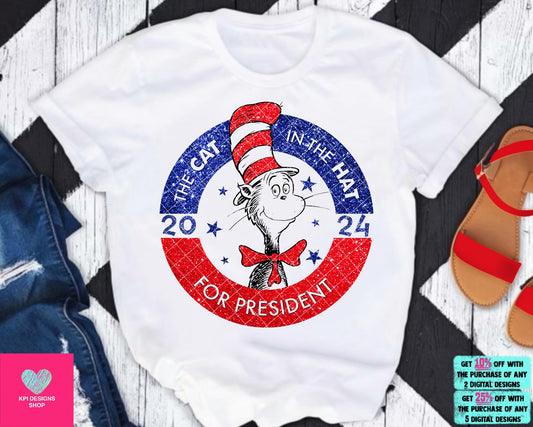 Cat for President (3-pack) - Feb2024 - PNG -Digital Design (Personal Use Recommended)