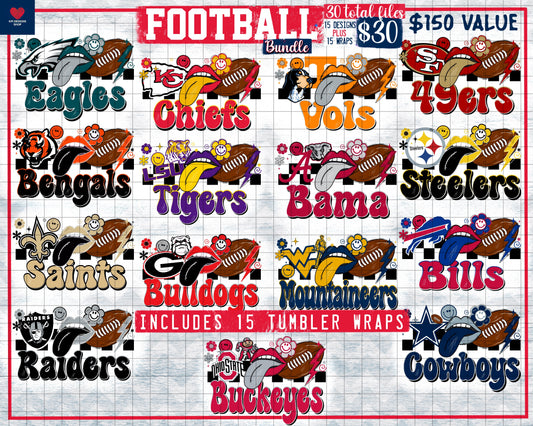 BUNDLE: Football Teams (30 files) - Aug2023 - PNG - Digital Design (Personal Use Recommended)
