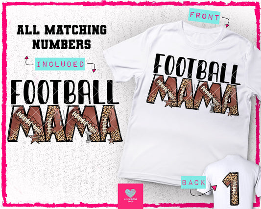 Football Mama & Matching Number Set - Mar2024 - PNG - Digital Design