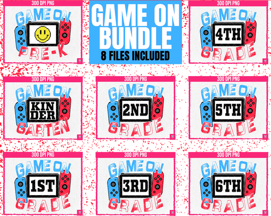 BUNDLE: Game On School (8-pack)- July2024 - PNG - Digital Design