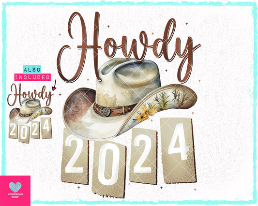 Howdy 2024 (2-pack) - Dec2023 - PNG - Digital Design