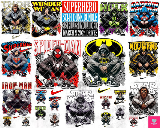 BUNDLE: Superhero/Sci-Fi X Dunk Mashup (22-pack) - Mar2024 - PNG - Digital Design (Personal Use Recommended)