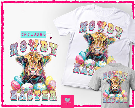 Howdy Easter Cow - Mar2024 - PNG - Digital Design