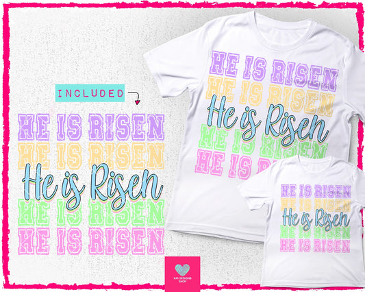 He is Risen Stacked - Mar2024 - PNG - Digital Design