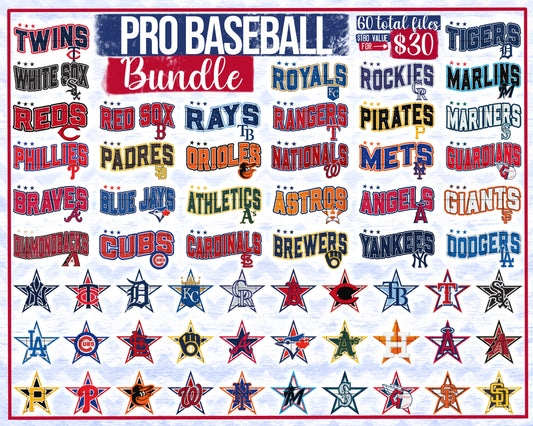 Pro Baseball MEGA Bundle (60 Files) - Aug2024 - PNG - Digital Design (Personal Use Recommended)