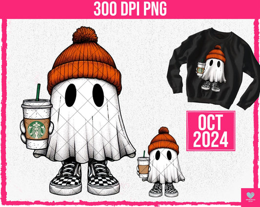Festive Fall Ghost (2-pack) - Oct2024 - PNG - Digital Design