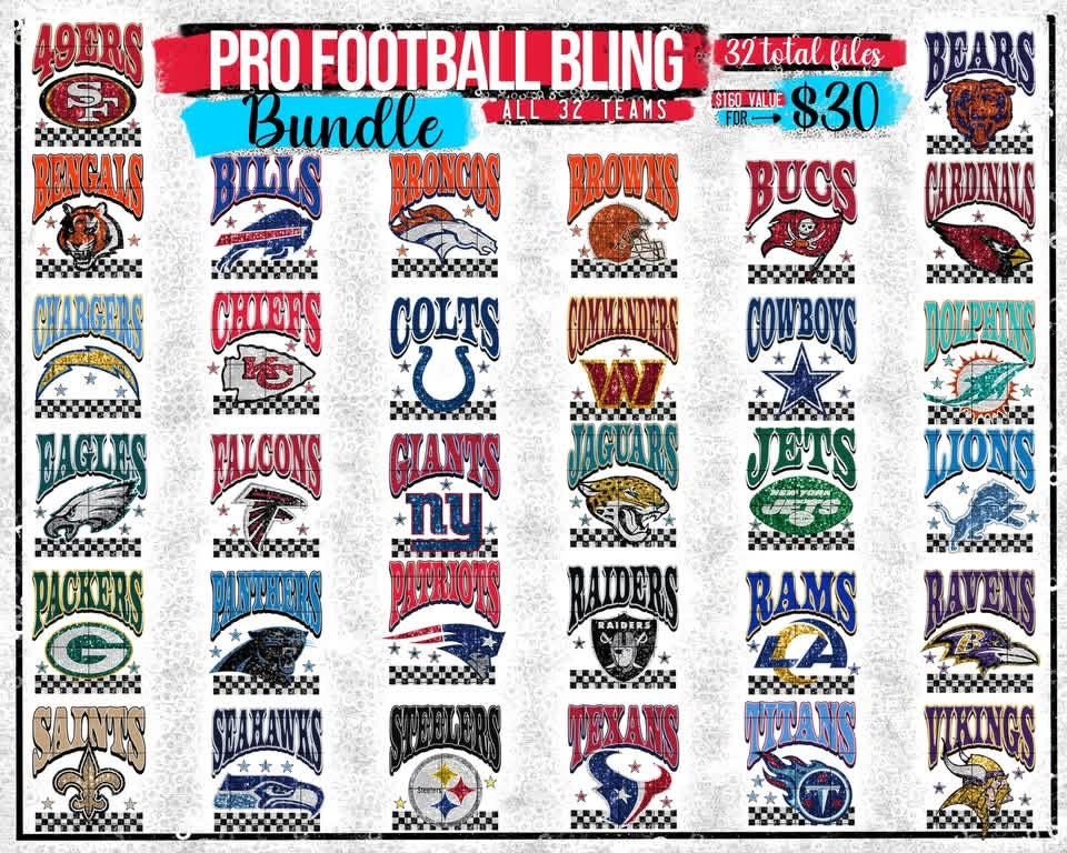 Pro Bling Bundle (ALL TEAMS) - PNG - Digital Design (Personal Use Recommended)