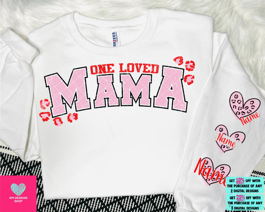 One Loved Mama + Matching Sleeve Heart (Leopard) - Jan2024 - PNG - Digital Design