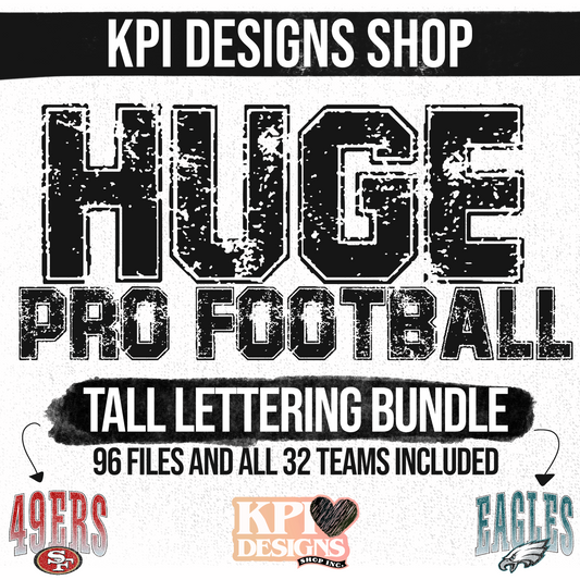 BUNDLE: HUGE Pro Football Tall Letter Bundle - (96 Files) - July2025 - PNG - Digital Design (Personal Use Recommended)