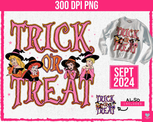 Trick or Treat (Princesses) (2-pack) - Sept2024 - PNG - Digital Design