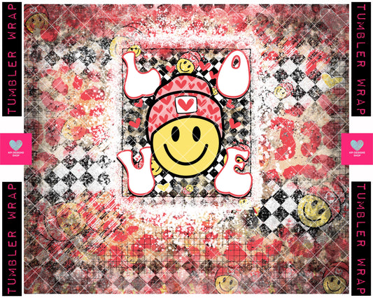 Tumbler Wrap: Love Smiley - Dec2023 - PNG - Digital Design
