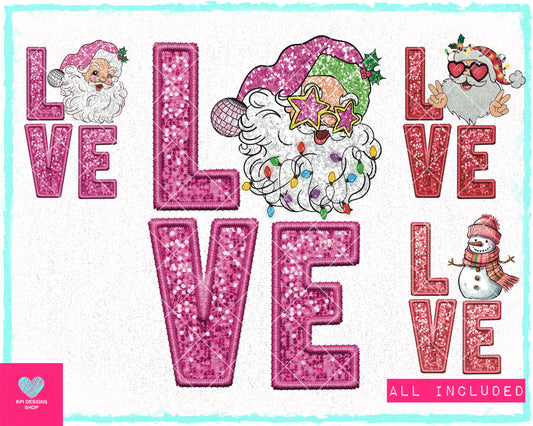 BUNDLE: LOVE Sequin Christmas (4-pack) - Nov2023 - PNG - Digital Design