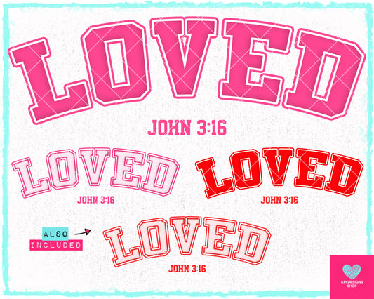 Loved John 3:16 (4-pack) - Jan2024 - PNG - Digital Design