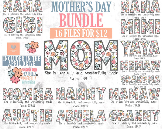 BUNDLE: She is Fearfully & Wonderfully Made (16 files) - Apr2024 - PNG - Digital Design