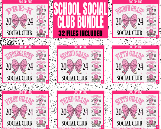 BUNDLE: School Social Club - (Pre-k thru Sixth Grade) - 32-pack - July2024 - PNG - Digital Design