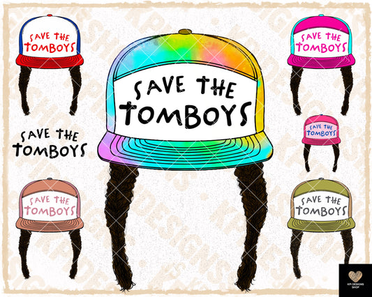 Save the Tomboys (Brunette Hair)- 7-pack - May2023 - PNG - Digital Design