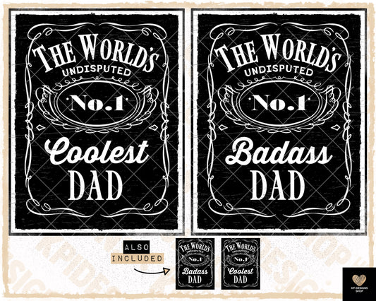 The World's #1 Coolest (Badass) Dad (4-pack) - June2023 - PNG - Digital Design