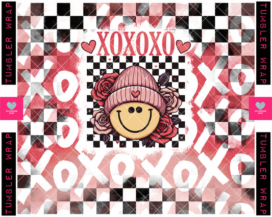 Tumbler Wrap: XOXOXO Smiley - Dec2023 - PNG - Digital Design