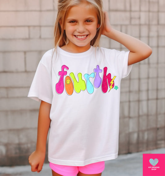 Fourth Grade Neon - July2024 - PNG - Digital Design