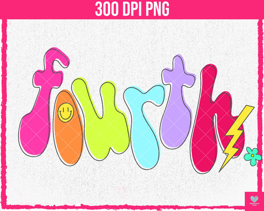 Fourth Grade Neon - July2024 - PNG - Digital Design