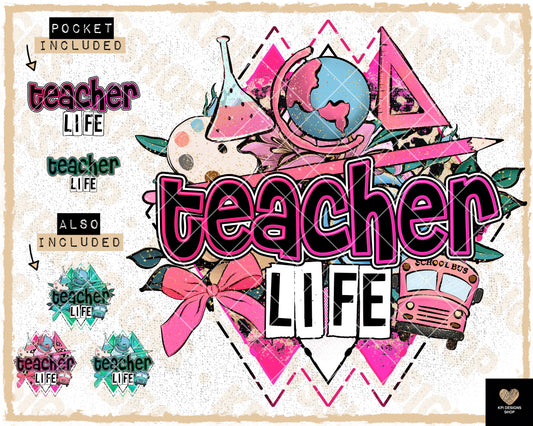 Teacher Life + Matching Pocket (6-pack) - May2023 - Digital Designs - PNG