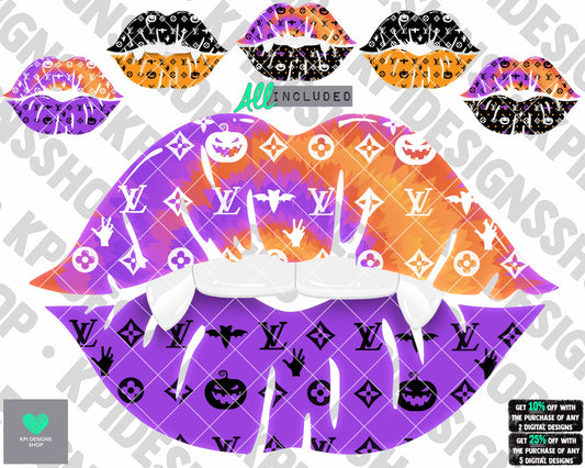 LV Lips Halloween- (3pack) - July2022 - PNG - Digital Design