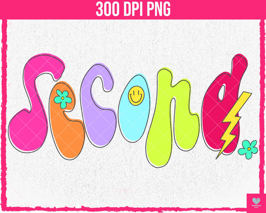 Second Grade Neon - July2024 - PNG - Digital Design