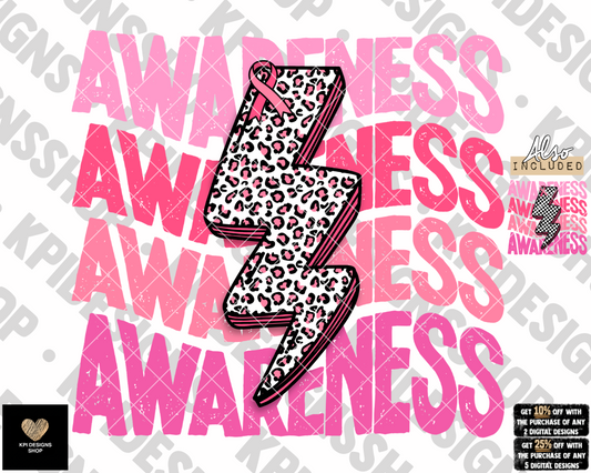 Awareness Bolt (Breast Cancer) 2-pack - We Wear Pink - Oct2022 - PNG - Digital Design