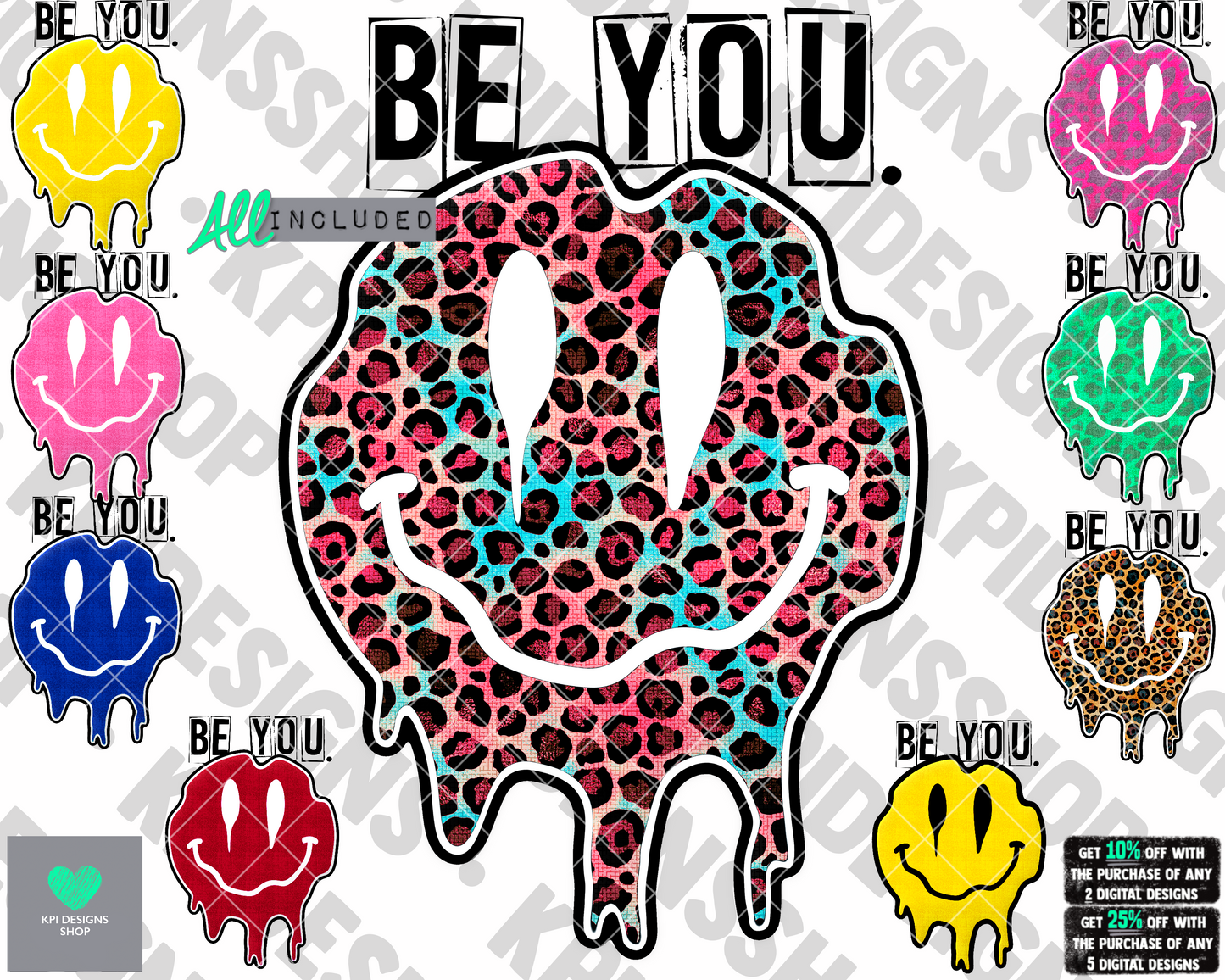 Be You Smiley (9-pack) - June2022 - PNG - Digital Design