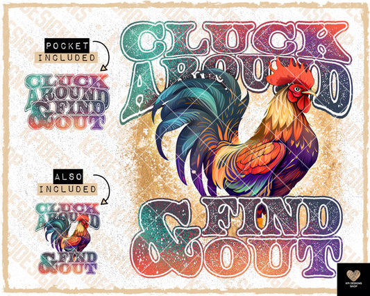 Cluck Around & Find Out + Matching Pocket (3-pack) - April2023 - PNG - Digital Design