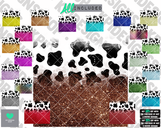 Sleeve BUNDLE (21-pack) - Cow Print - May2022 - PNG - Digital Design