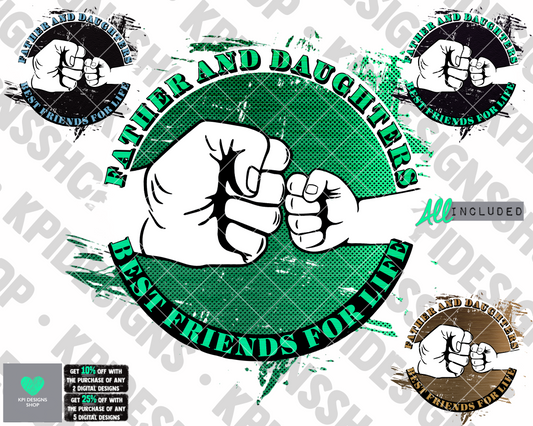 Father and Daughters - Father's Day (4-pack) - May2022 - PNG - Digital Design