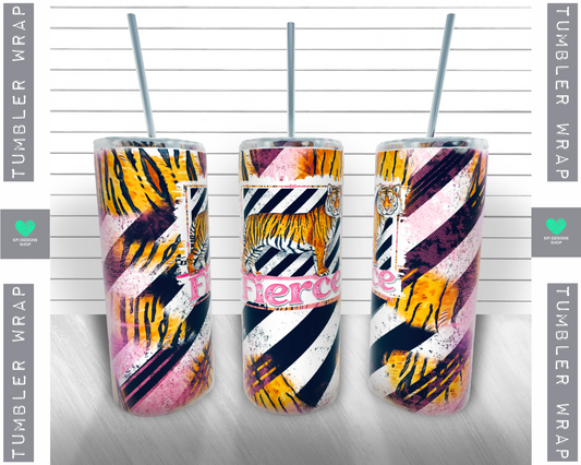 Tumbler Wrap: Fierce Tiger - PNG - Digital Design