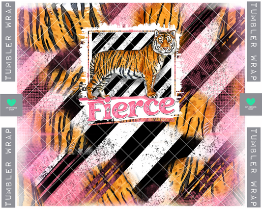 Tumbler Wrap: Fierce Tiger - PNG - Digital Design
