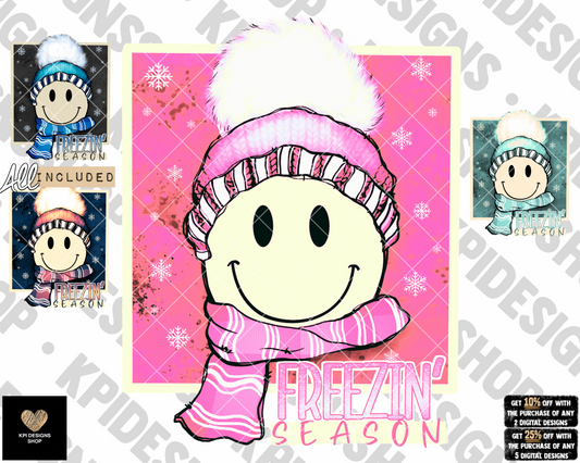 Freezin' Season Smiley (4-pack) - Nov2022 - PNG - Digital Design