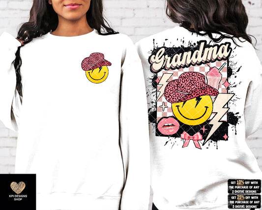Grandma Smiley + Matching Pocket & Elements - Apr2022 - PNG - Digital Design